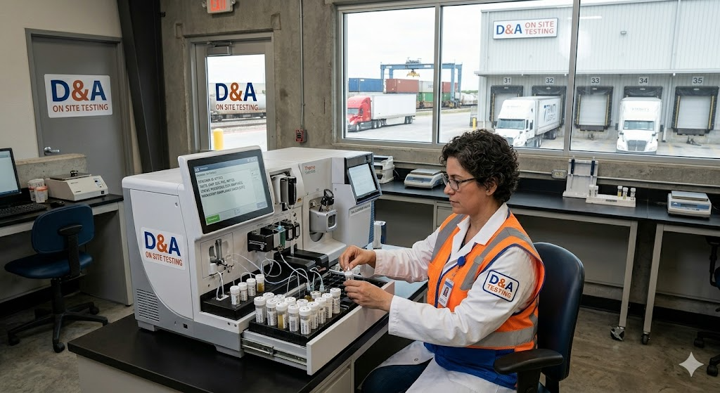 Professional D&A On Site Testing staff member analyzing samples