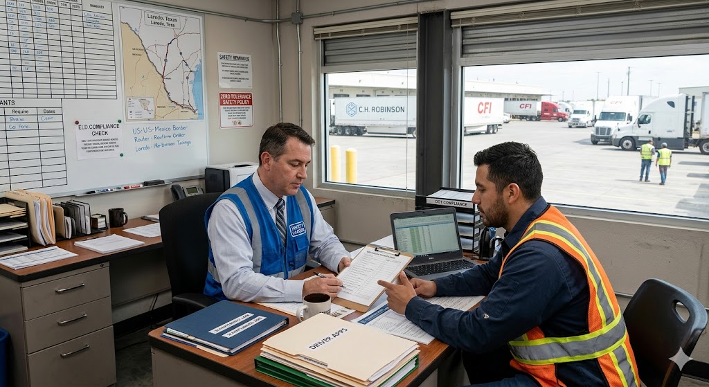 Hiring manager conducting pre-employment screening in a professional setting